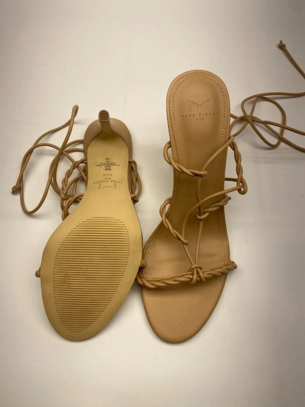 Marc Fisher LTD Women's Bea Light Natural Heeled Sandal Sz 8.5